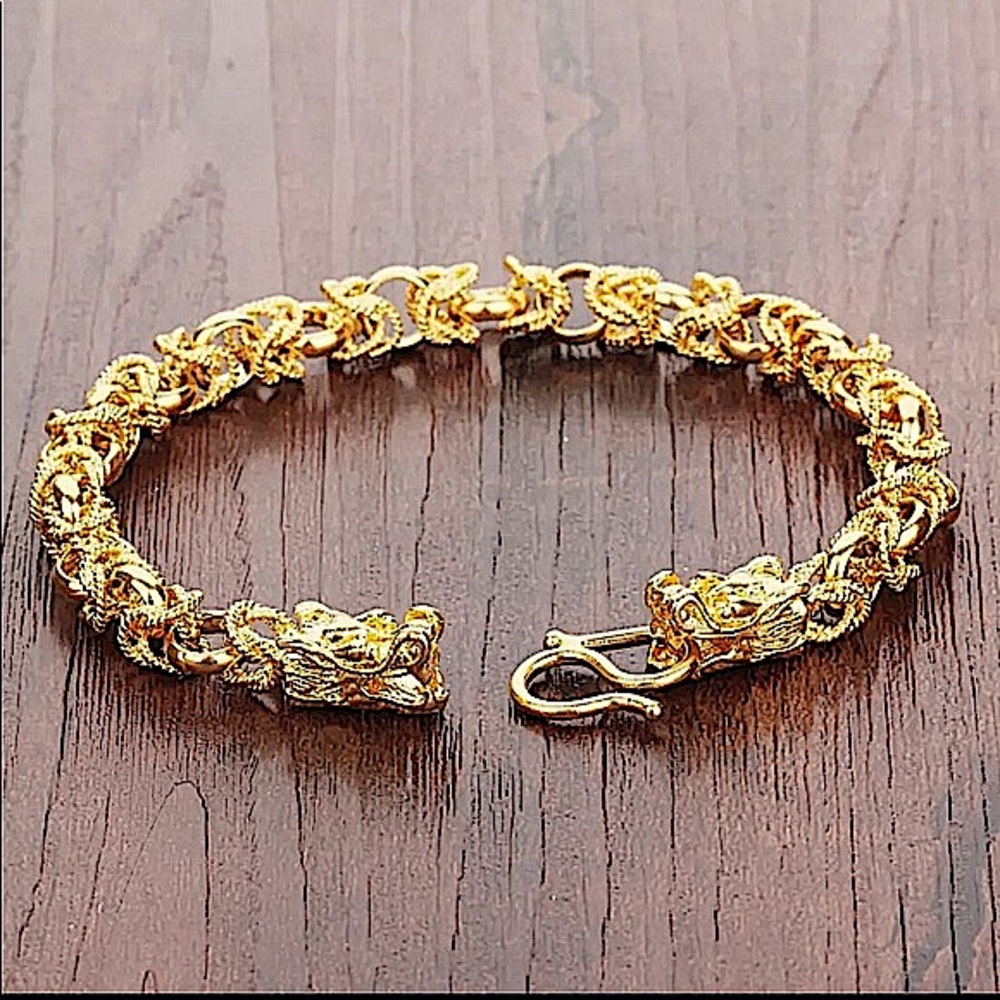Dragon Hold Plated Byzantine Unisex Bracelet - Picture 13 of 14